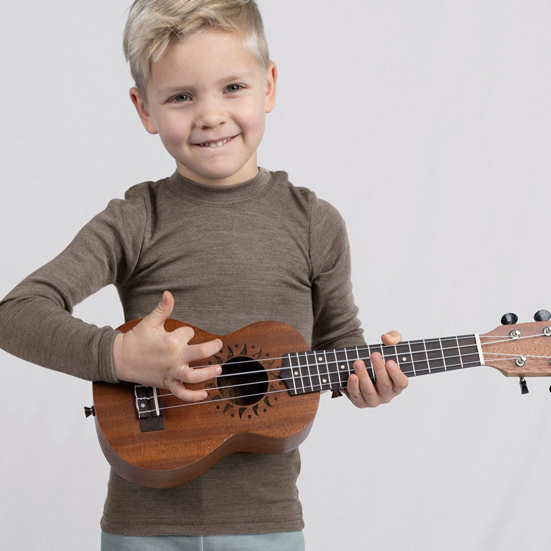 Chemise à manches longues Engel pour enfant, laine mérinos/soie, uni