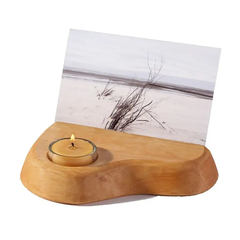 Porte-photo/carte postale avec bougie chauffe-plat en cire d'abeille
