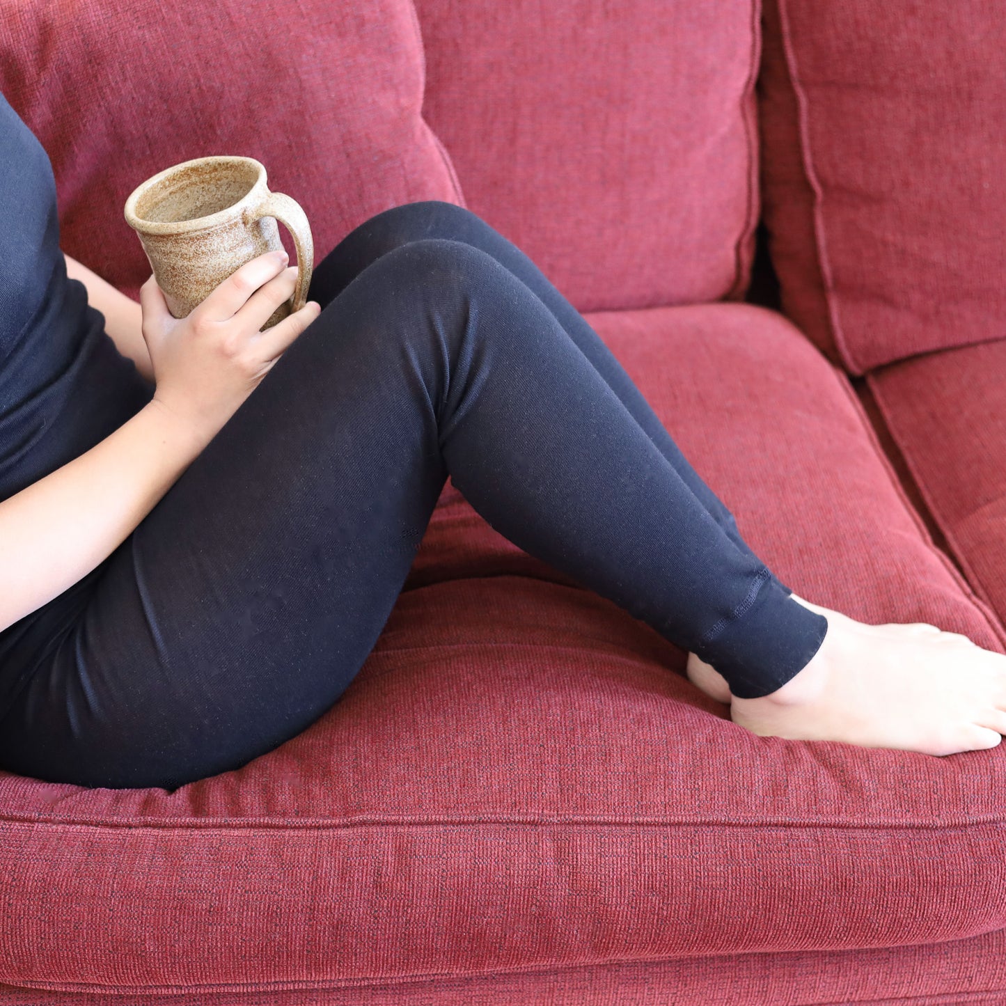 Hocosa Femmes Legging avec Revers, Laine/Soie