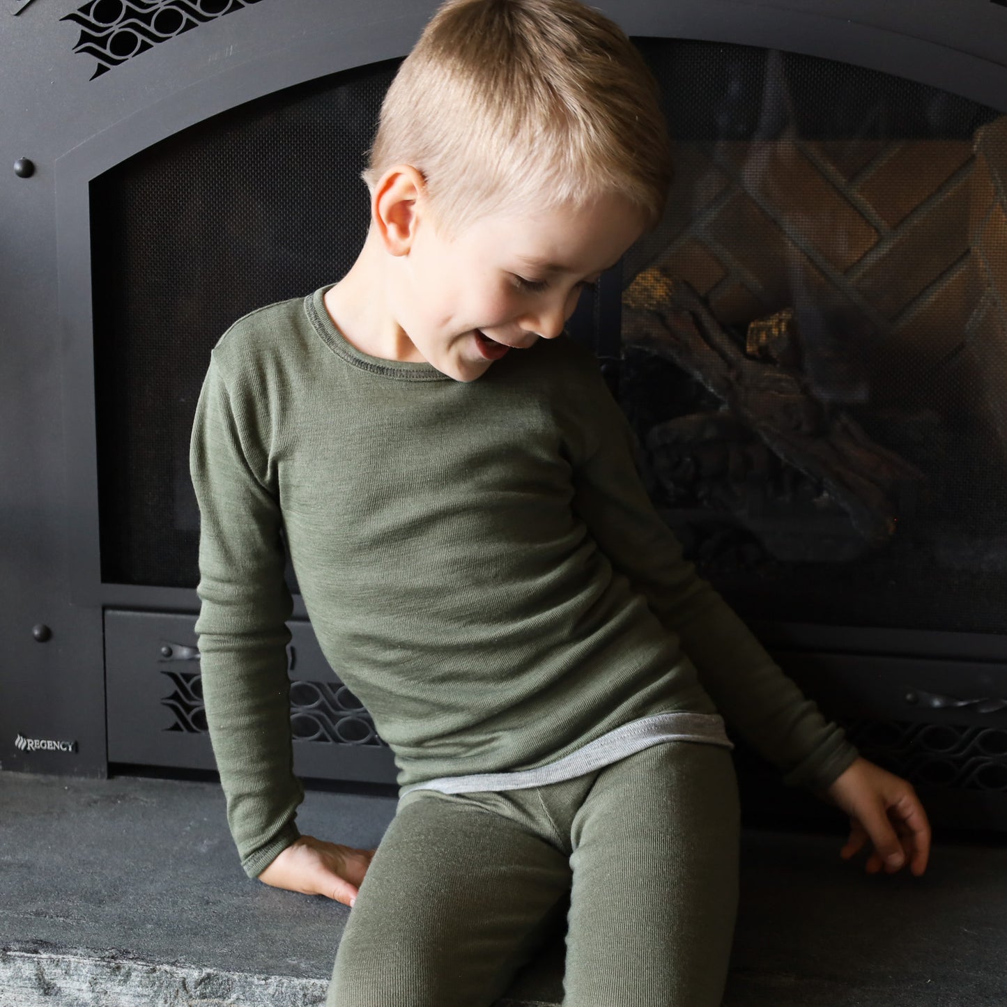 Chemise à manches longues Engel pour enfant, laine mérinos/soie, uni