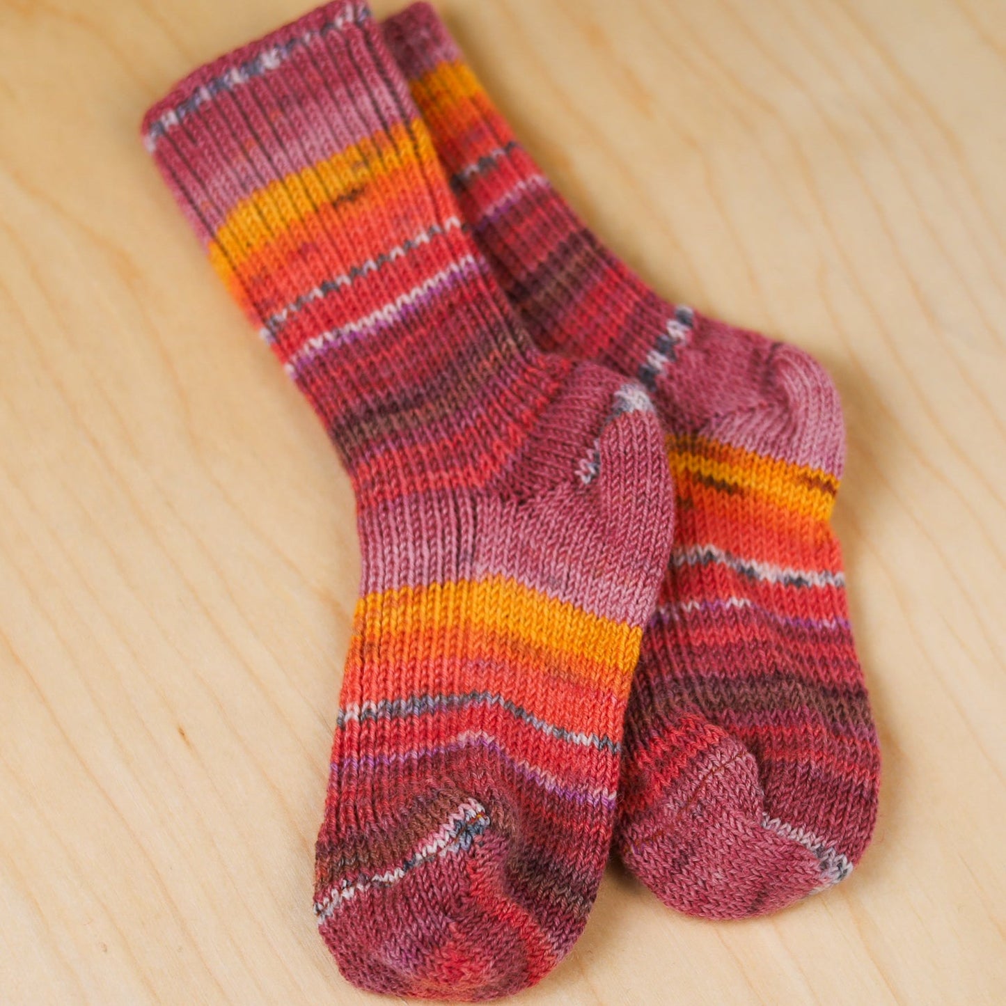 Hirsch Natur Chaussette pour enfant, poids moyen, avec revers côtelé, laine mérinos panachée