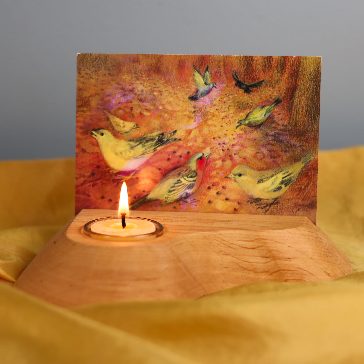 Photo/Postcard Holder with Beeswax Tealight Candle