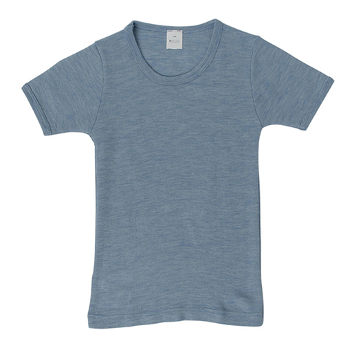 Hocosa Child Short Sleeve Shirt, Wool/Silk, Blue Jean