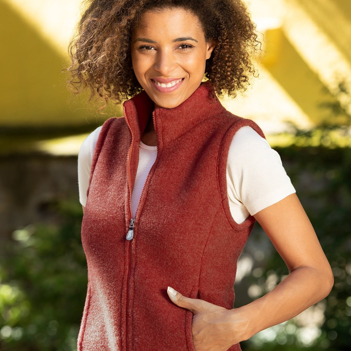 Engel Women Fitted Vest, Molleton de laine mérinos