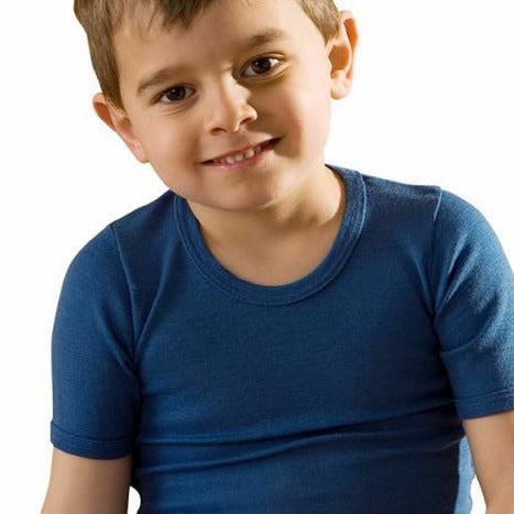 Chemise à manches courtes Hocosa pour tout-petits, laine, solide