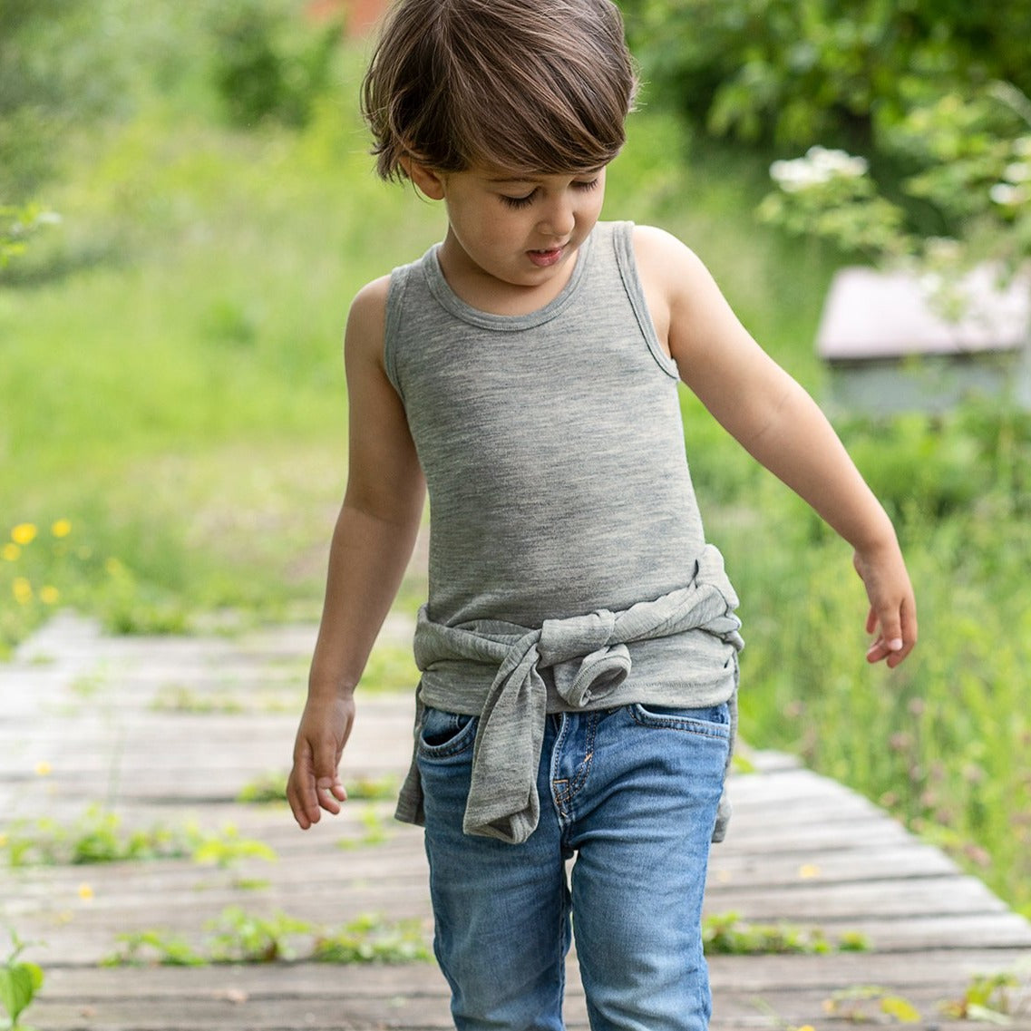 Chemise sans manches Engel pour tout-petits, laine/soie