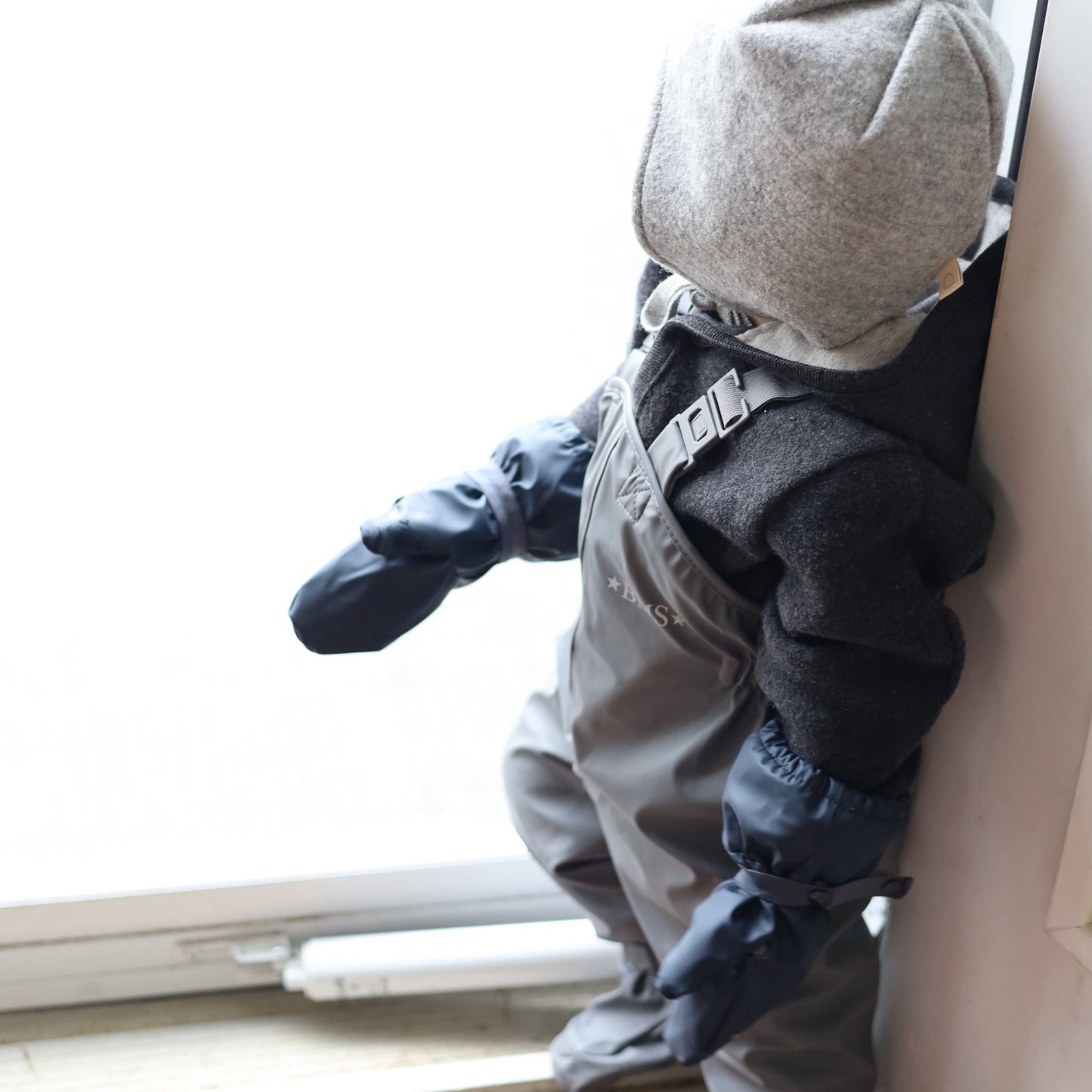 BMS Mitaines de pluie imperméables pour bébé/tout-petit, doublées en polaire