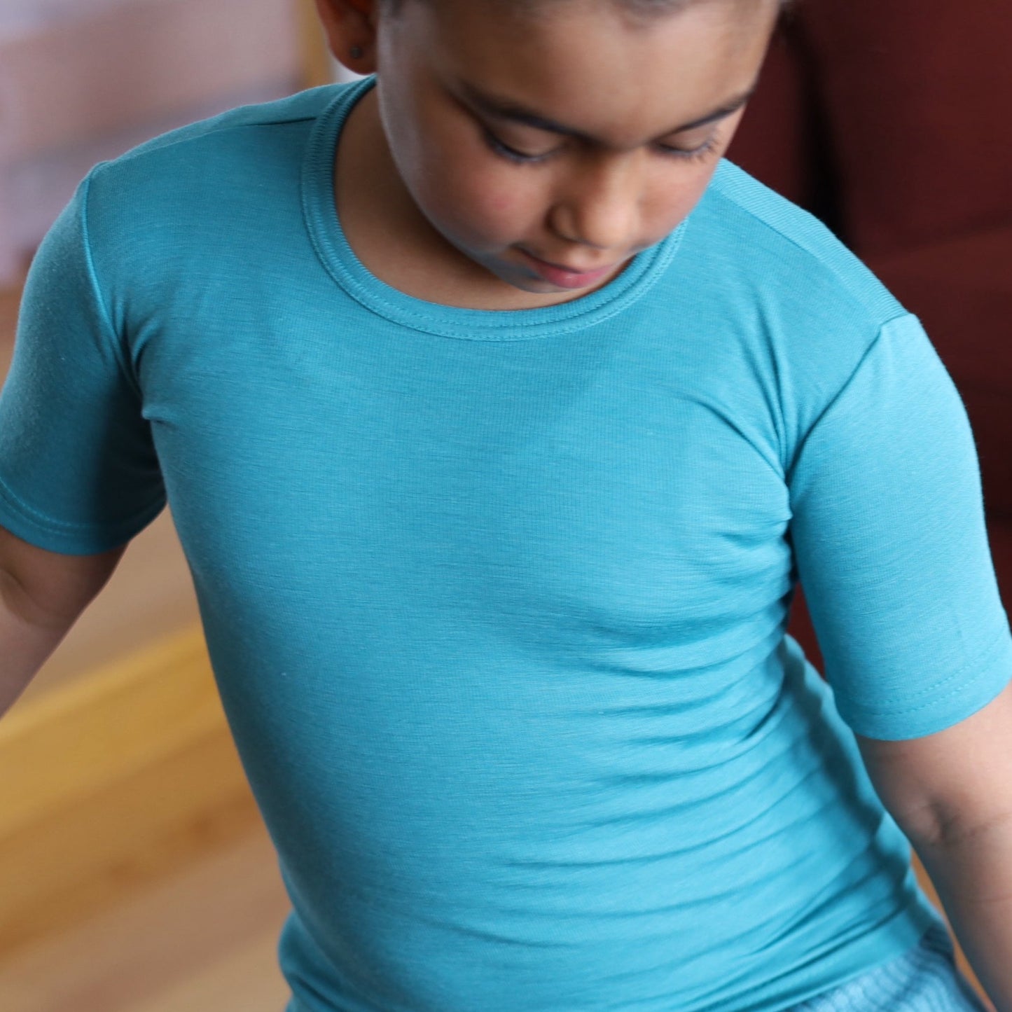 Chemise à manches courtes Engel pour enfant, laine/soie