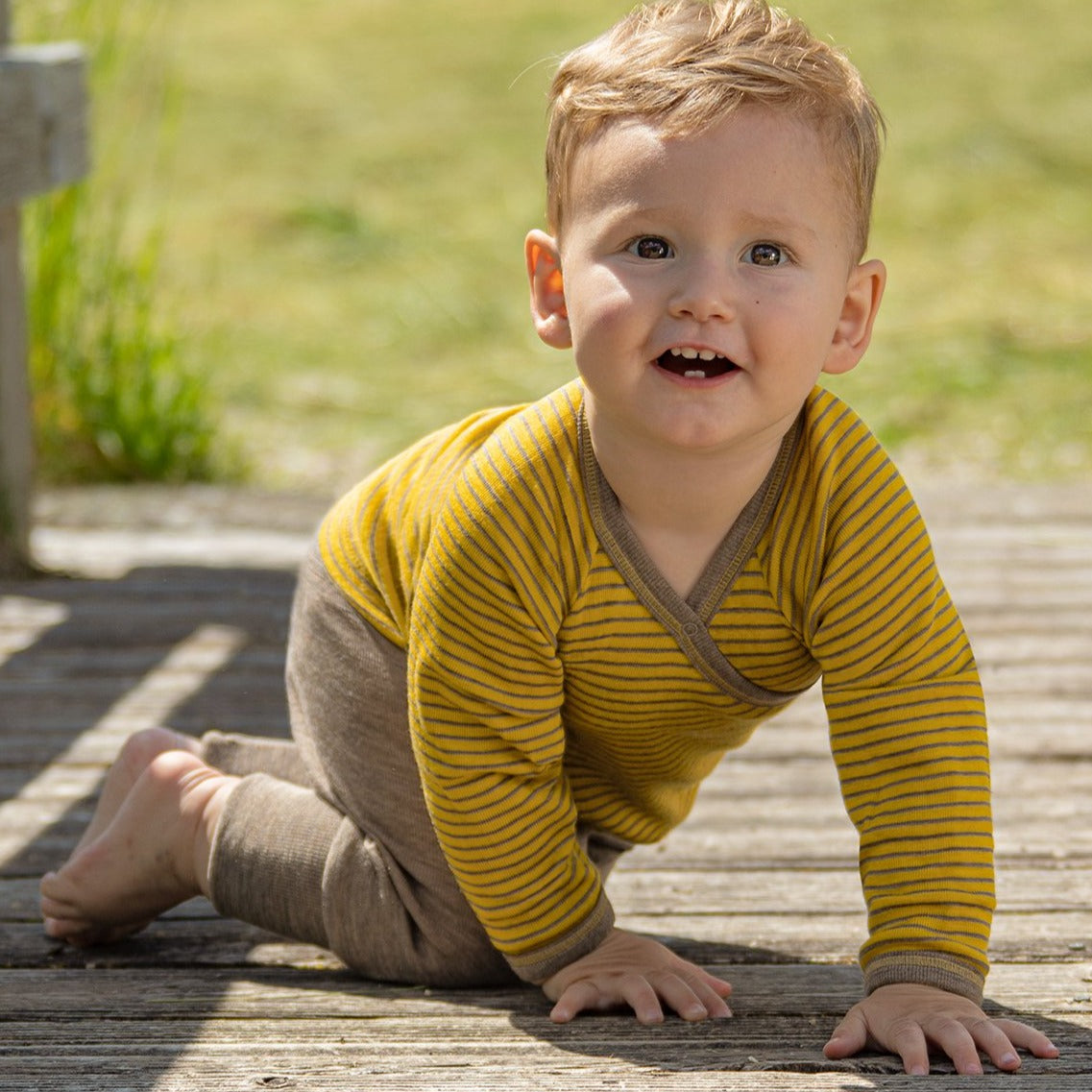 Engel Chemise à manches longues pour bébé/tout-petit avec boutons-pression, laine/soie