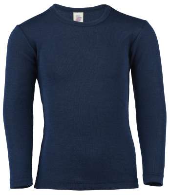 Chemise à manches longues Engel pour enfant, laine mérinos/soie, uni