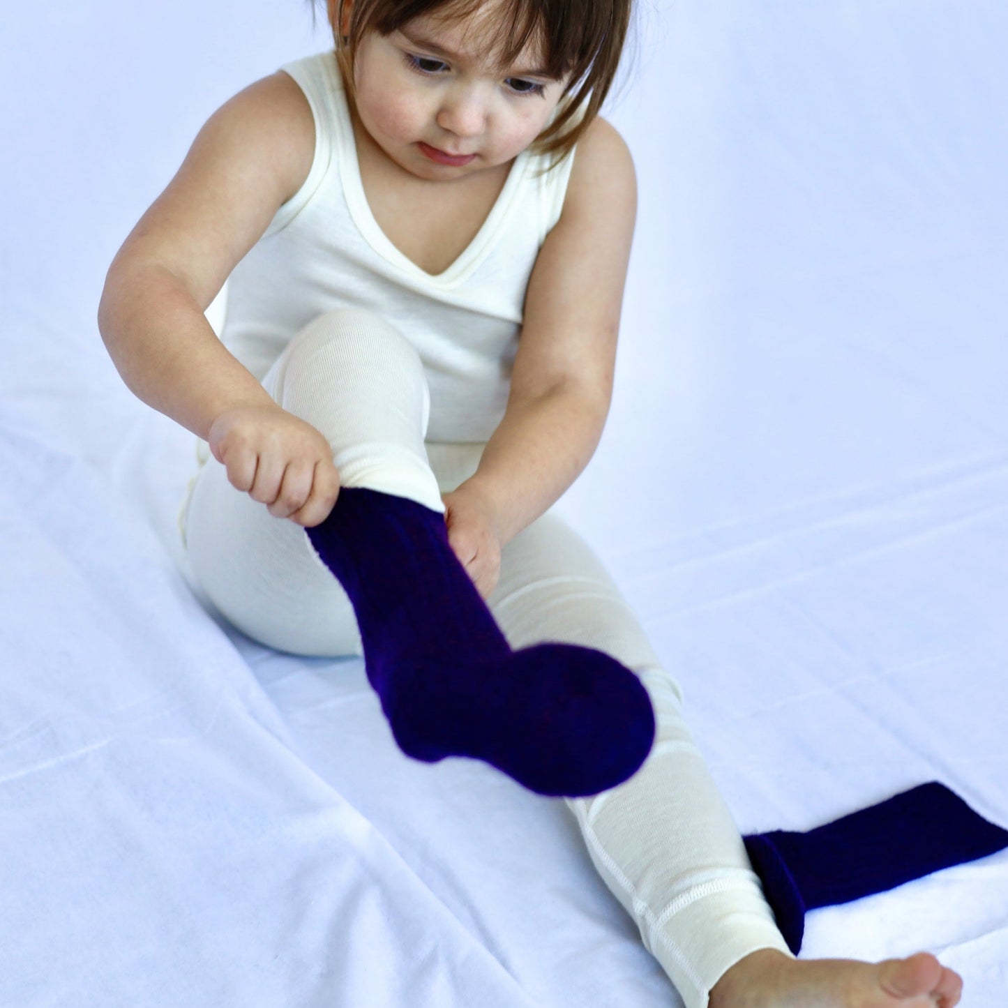Hocosa Legging pour tout-petit avec revers, laine/soie