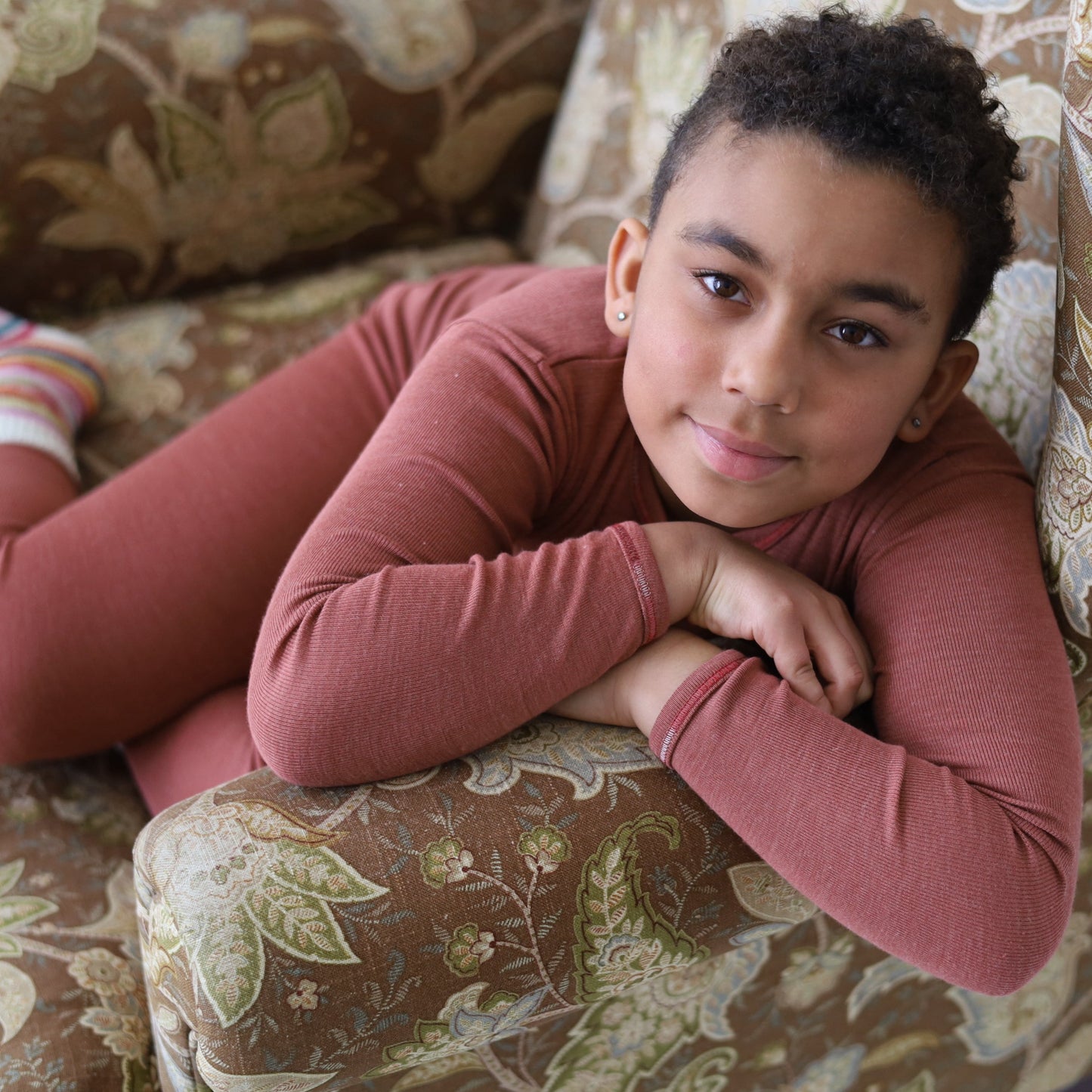 Chemise à manches longues Engel pour enfant, laine mérinos/soie, uni