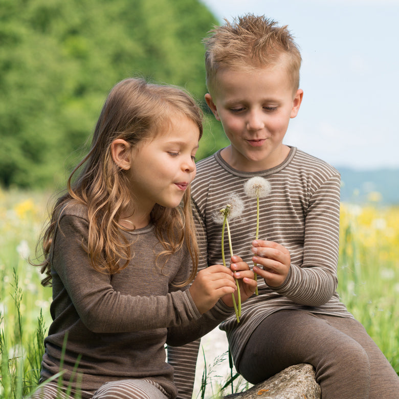 Chemise à manches longues Engel pour enfant, laine mérinos/soie, uni