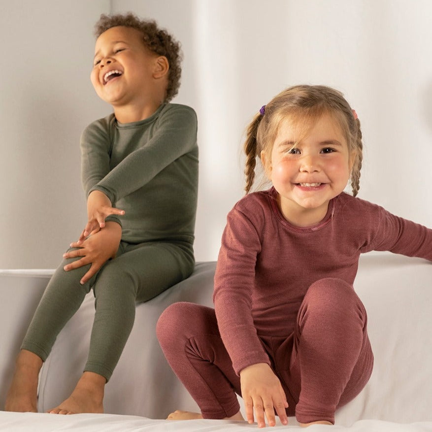 Chemise à manches longues Engel pour enfant, laine mérinos/soie, uni