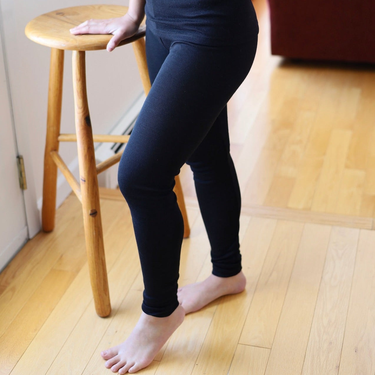 Hocosa Femmes Legging avec Revers, Laine/Soie