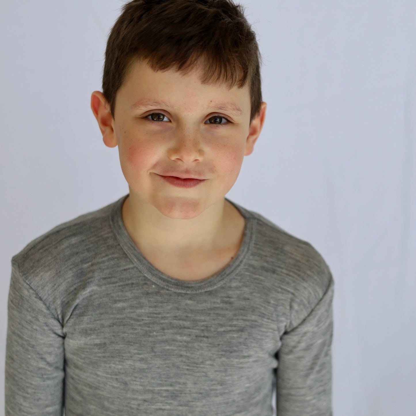 Chemise à manches longues Engel pour enfant, laine mérinos/soie, uni