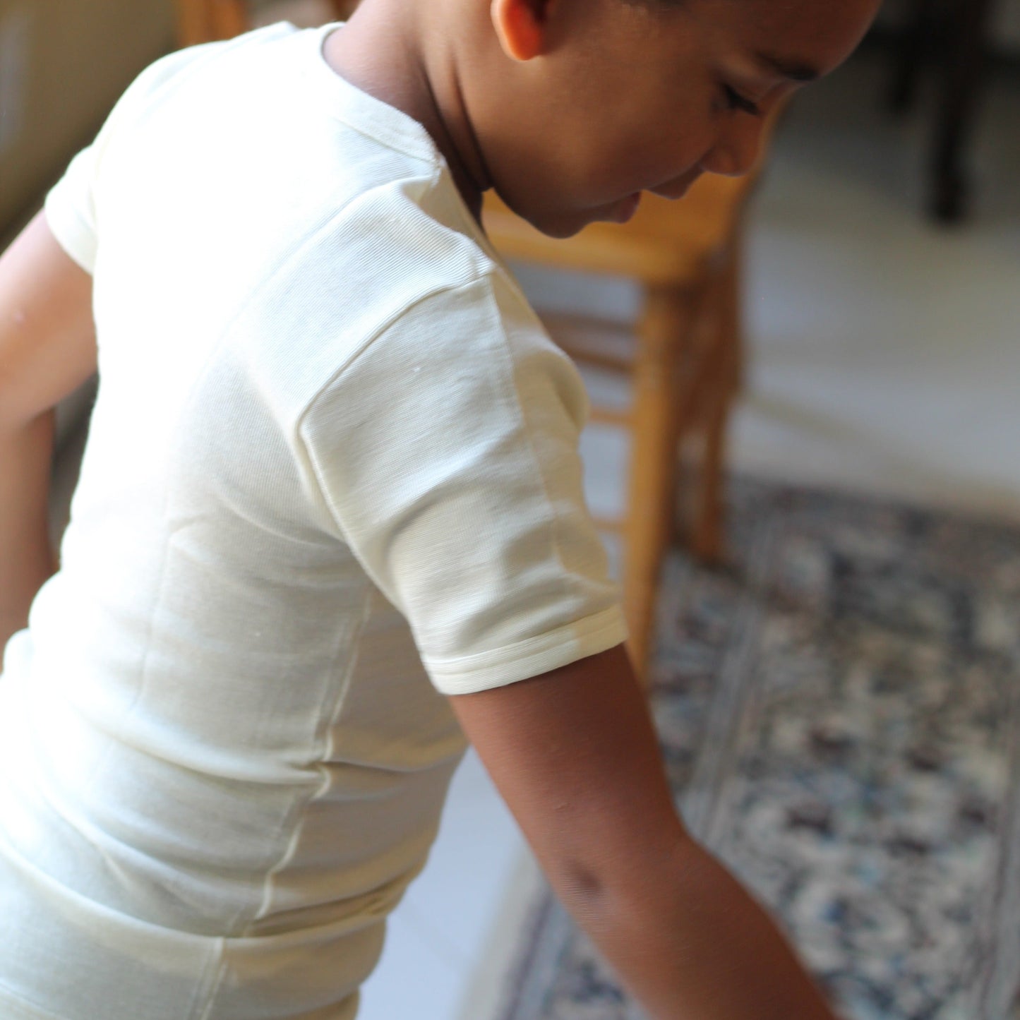 Chemise à manches courtes Hocosa pour tout-petit, laine/soie