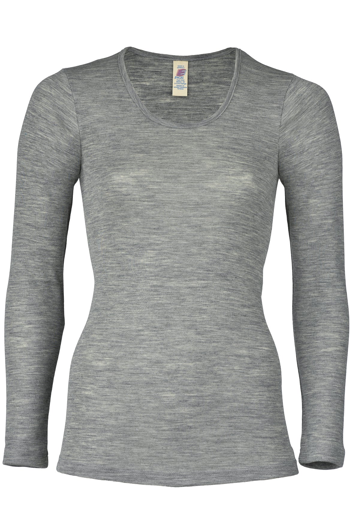 Engel Organic Merino Wool/Silk Women's Long Sleeved Shirt - Grey Melange