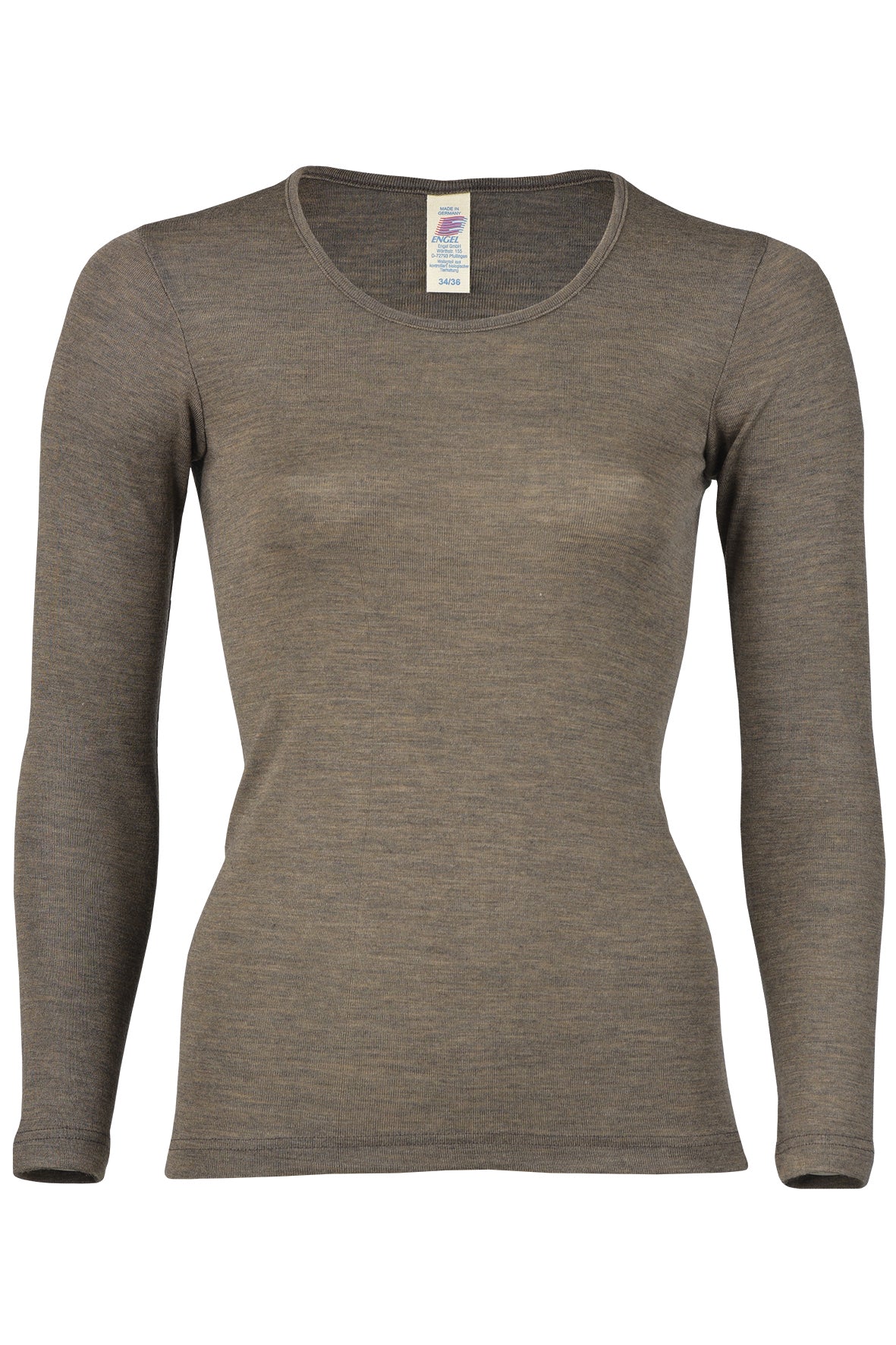 Engel Organic Merino Wool/Silk Women's Long Sleeved Shirt - Walnut