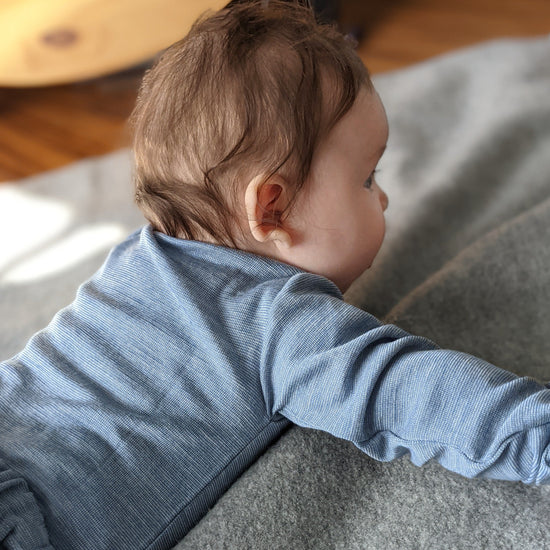 Hocosa Baby/Toddler Shirt, Long Sleeve Wool/Silk, Blue Jean