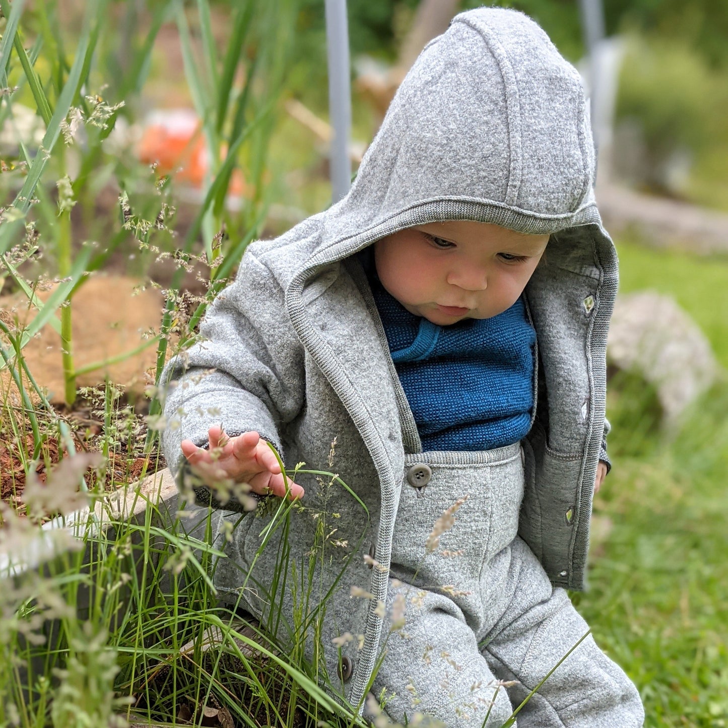 Veste à capuche Disana Baby, laine bouillie