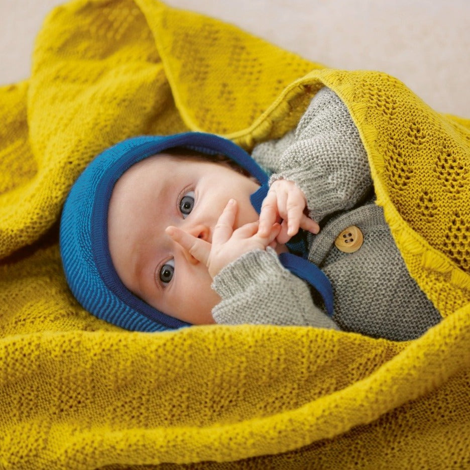 Bonnet pour bébé Disana, laine mélangée tricotée