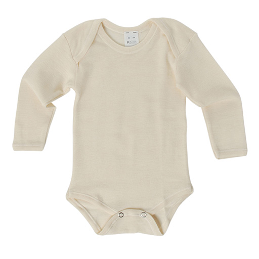 Hocosa Baby/Toddler Onesie Long Sleeve, Wool/Silk, Natural