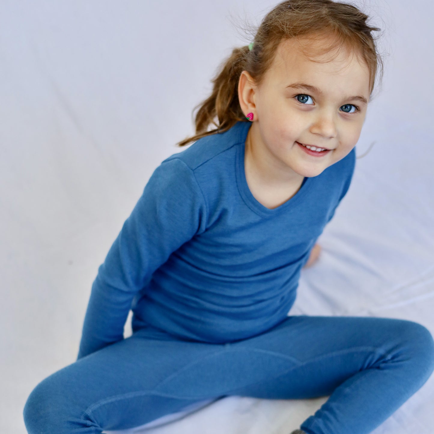 Chemise à manches longues enfant Hocosa, laine, uni