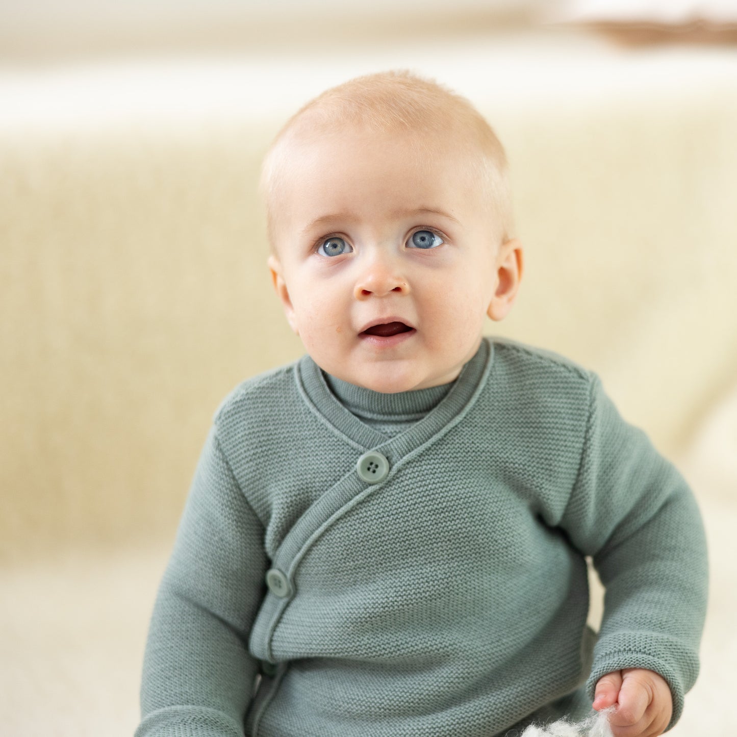 Disana Baby Sweater with Button Closure, Merino Wool Knit: PRE-ORDER