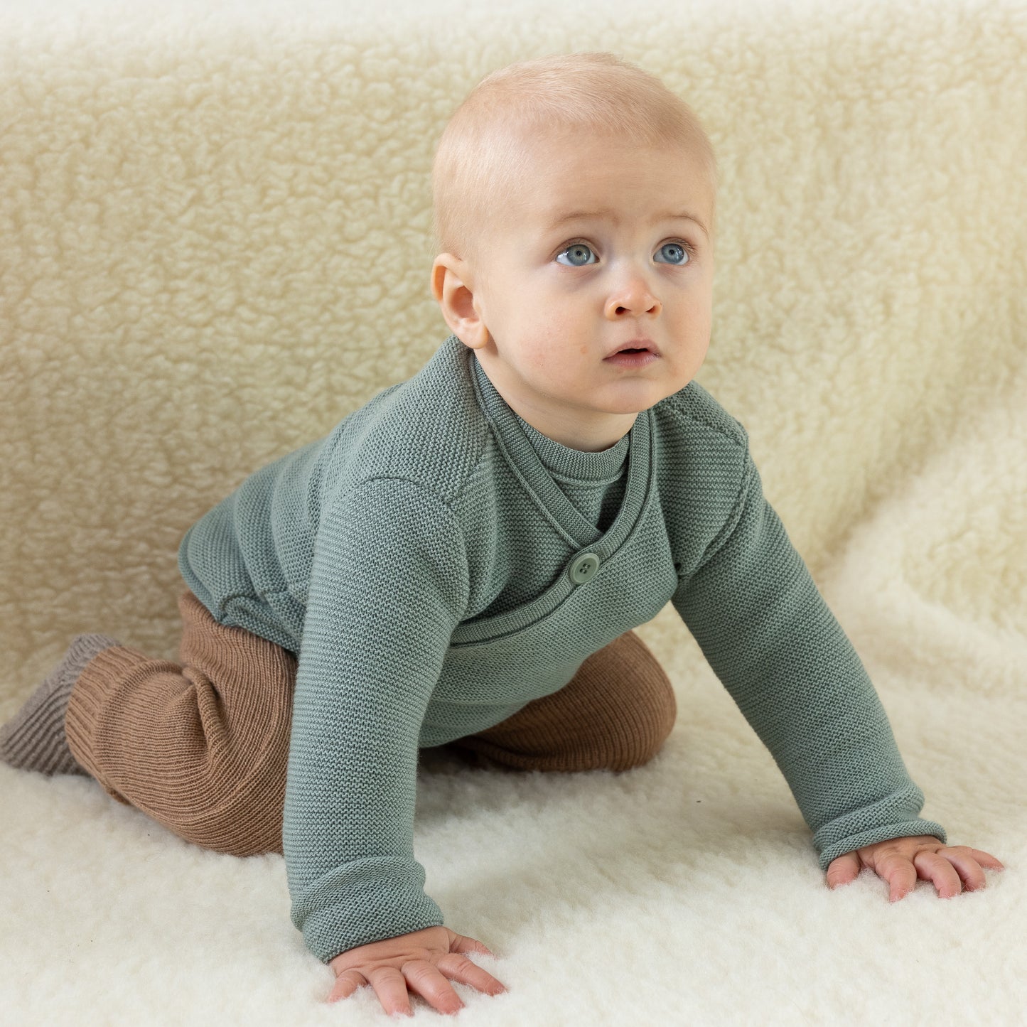 Disana Baby Sweater with Button Closure, Merino Wool Knit: PRE-ORDER
