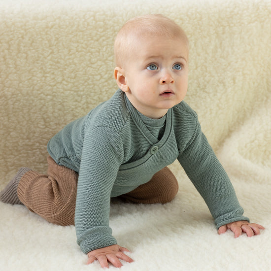 Disana Baby Sweater with Button Closure, Merino Wool Knit: PRE-ORDER