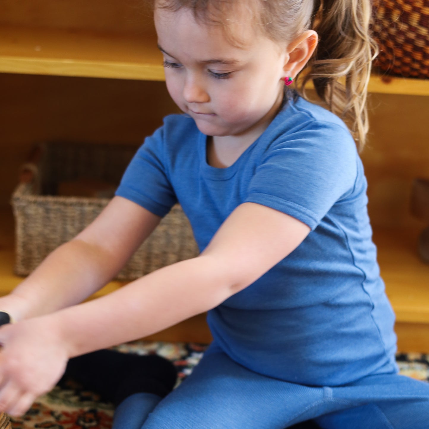 Chemise à manches courtes Hocosa pour tout-petits, laine, solide