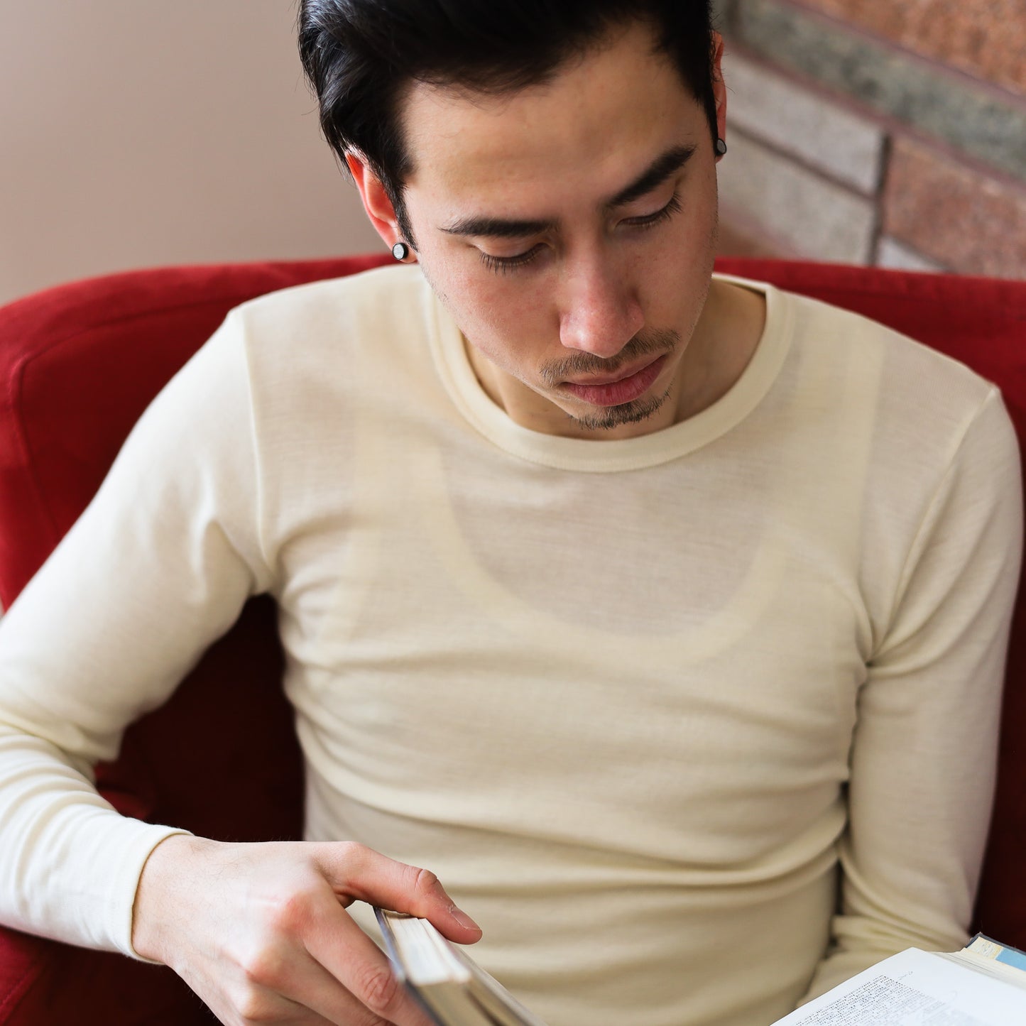 Hocosa Chemise à manches longues unisexe, laine/soie