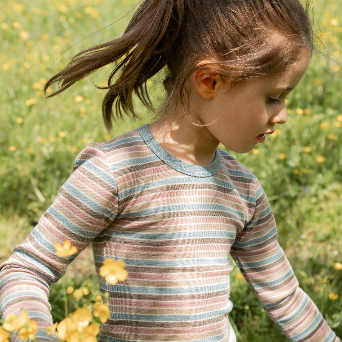 Chemise à manches longues Engel pour enfant, laine mérinos/soie, uni