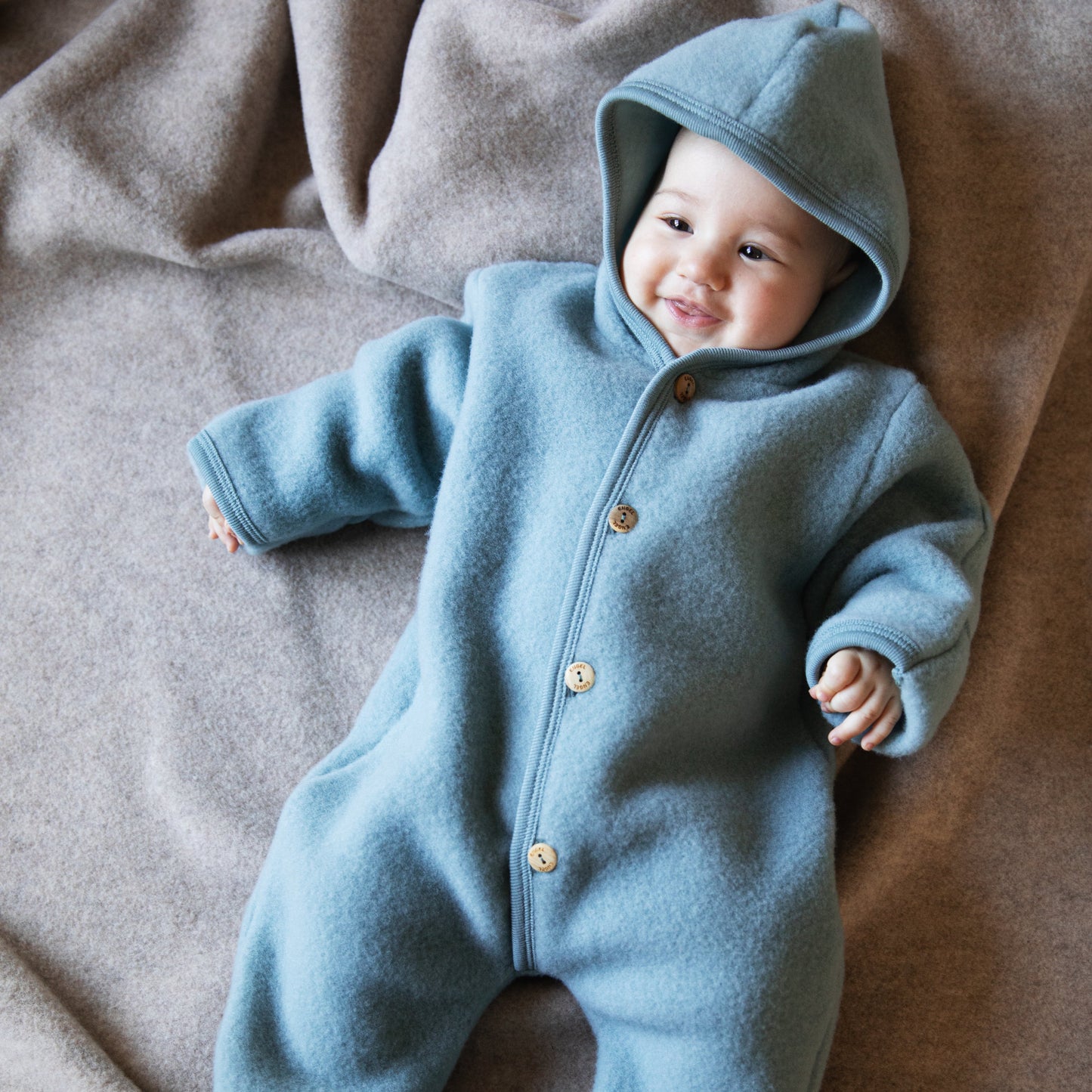 Salopette pour bébé/jeune enfant Engel avec boutons, polaire en laine : PRÉCOMMANDE