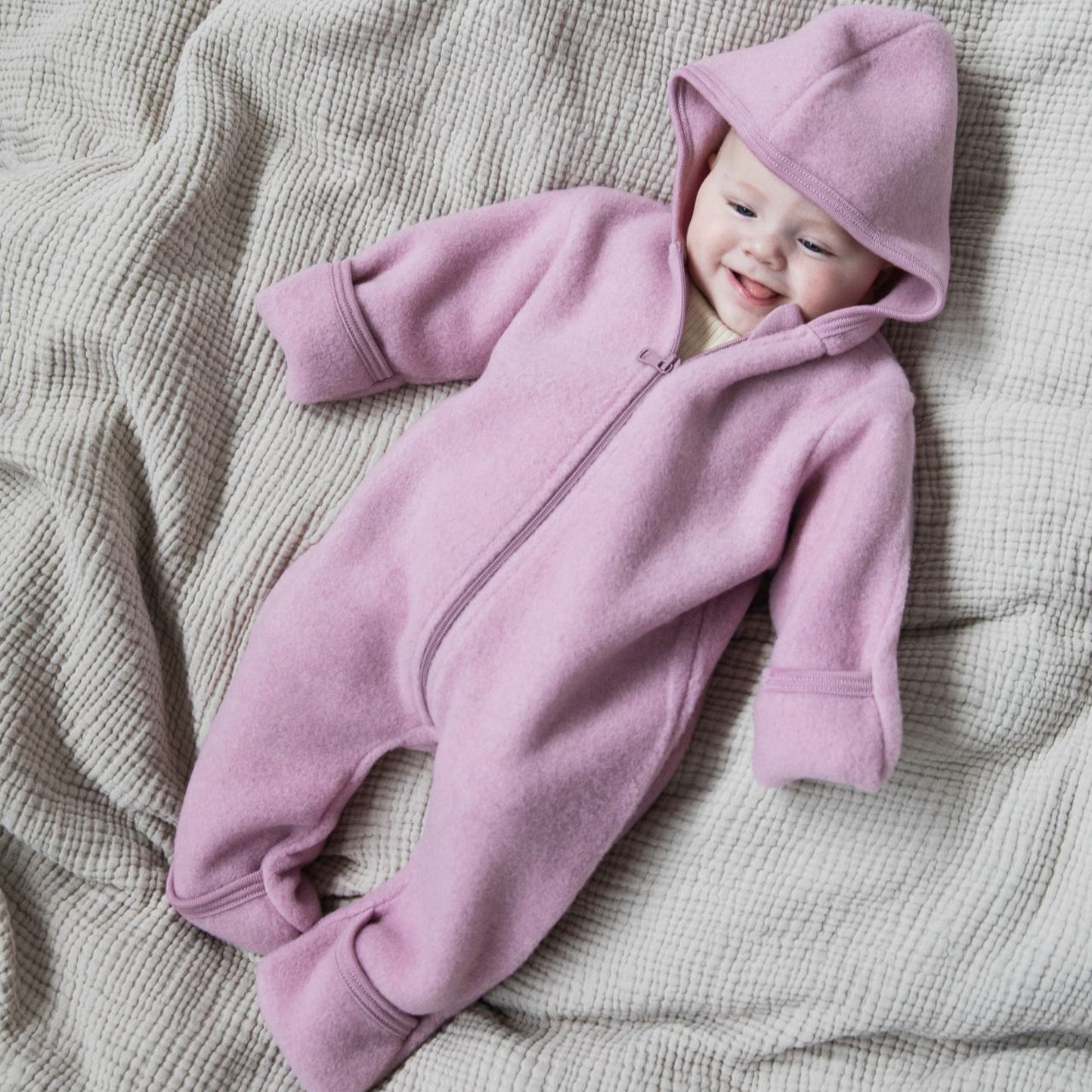 Salopette pour bébé/jeune enfant Engel avec boutons, polaire en laine : PRÉCOMMANDE