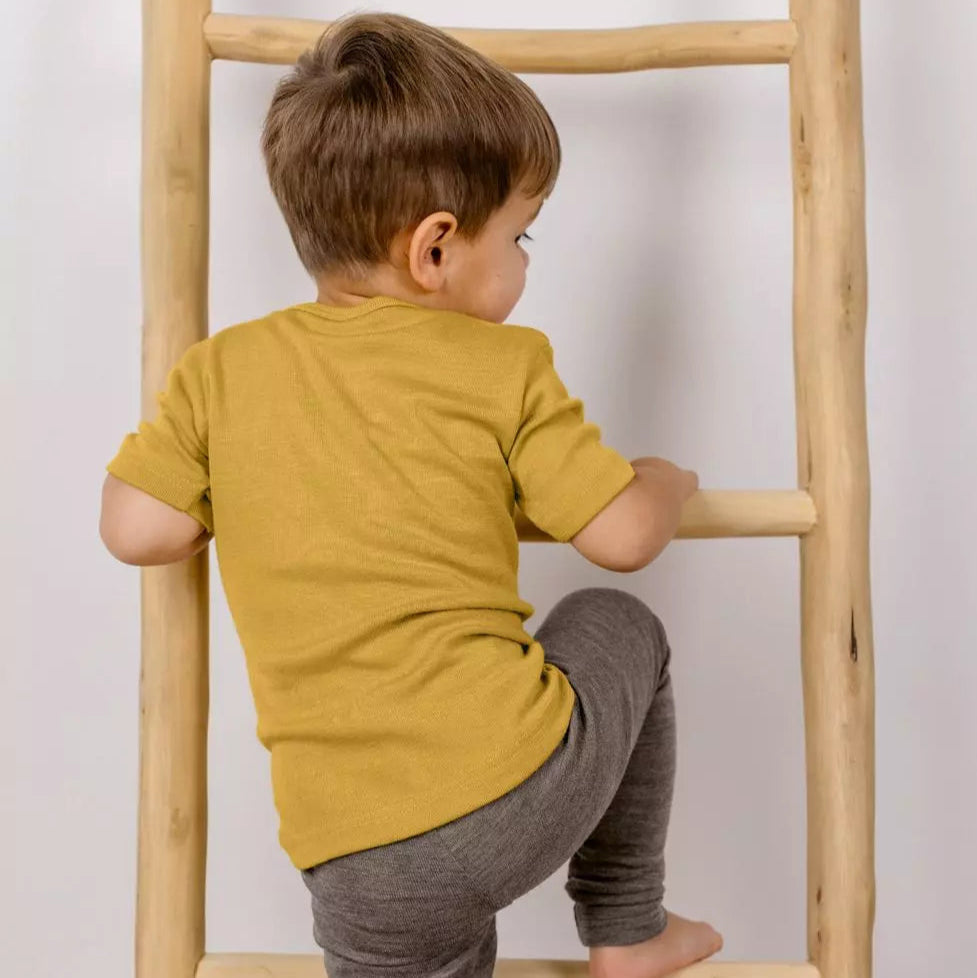 Chemise à manches courtes Engel pour enfant, laine/soie