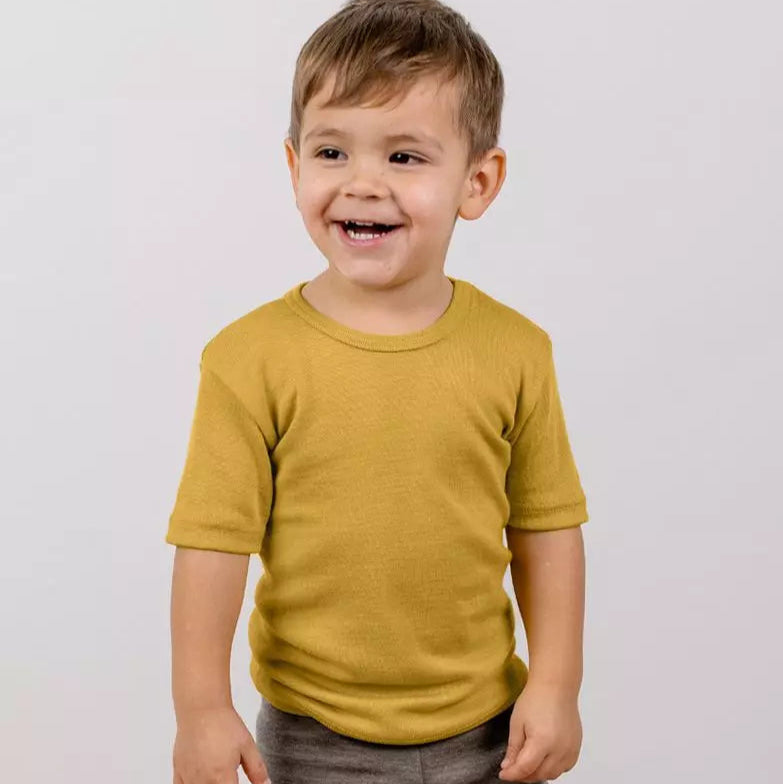 Chemise à manches courtes Engel pour enfant, laine/soie