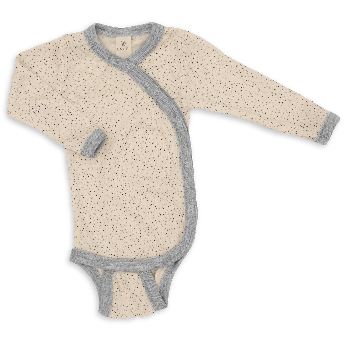 Engel Baby Onesie, style kimono à manches longues avec boutons-pression sur le devant, laine/soie