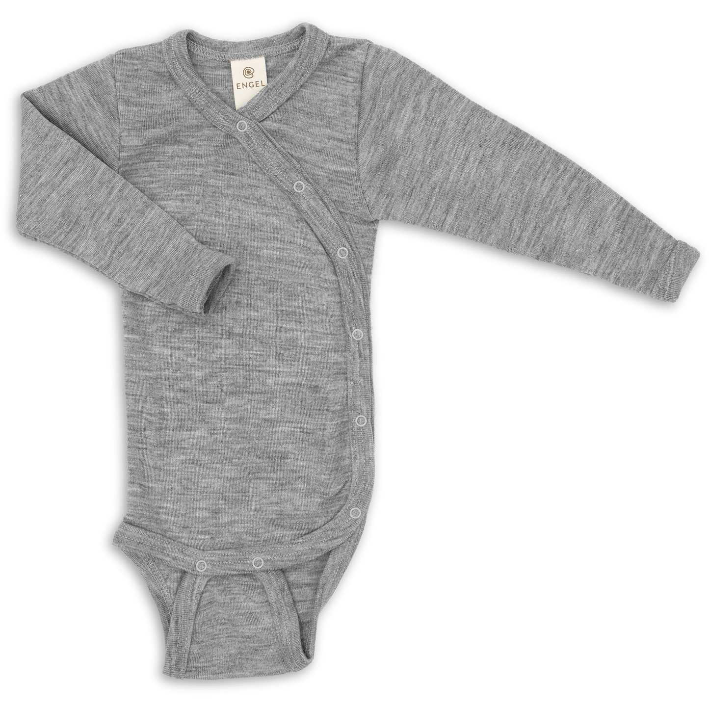 Engel Baby Onesie, style kimono à manches longues avec boutons-pression sur le devant, laine/soie