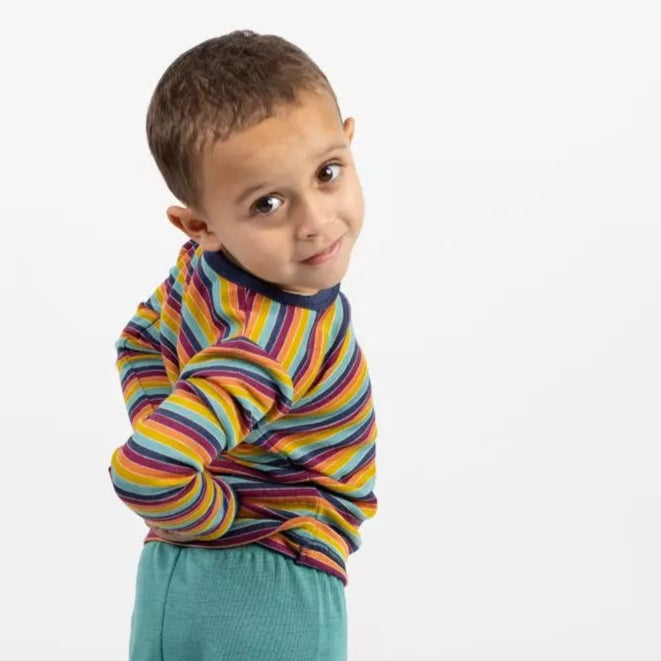 Chemise à manches longues Engel pour enfant, laine mérinos/soie, uni