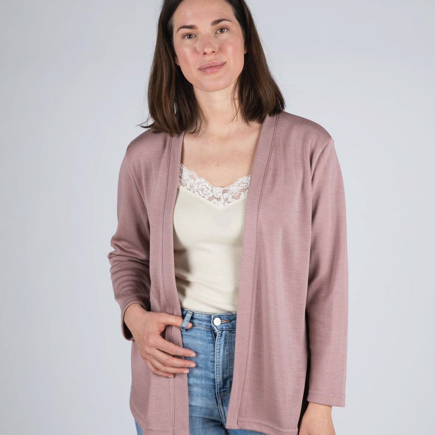 Engel Women Open Cardigan, Merino Wool/Silk Interlock - PRE-ORDER ONLY