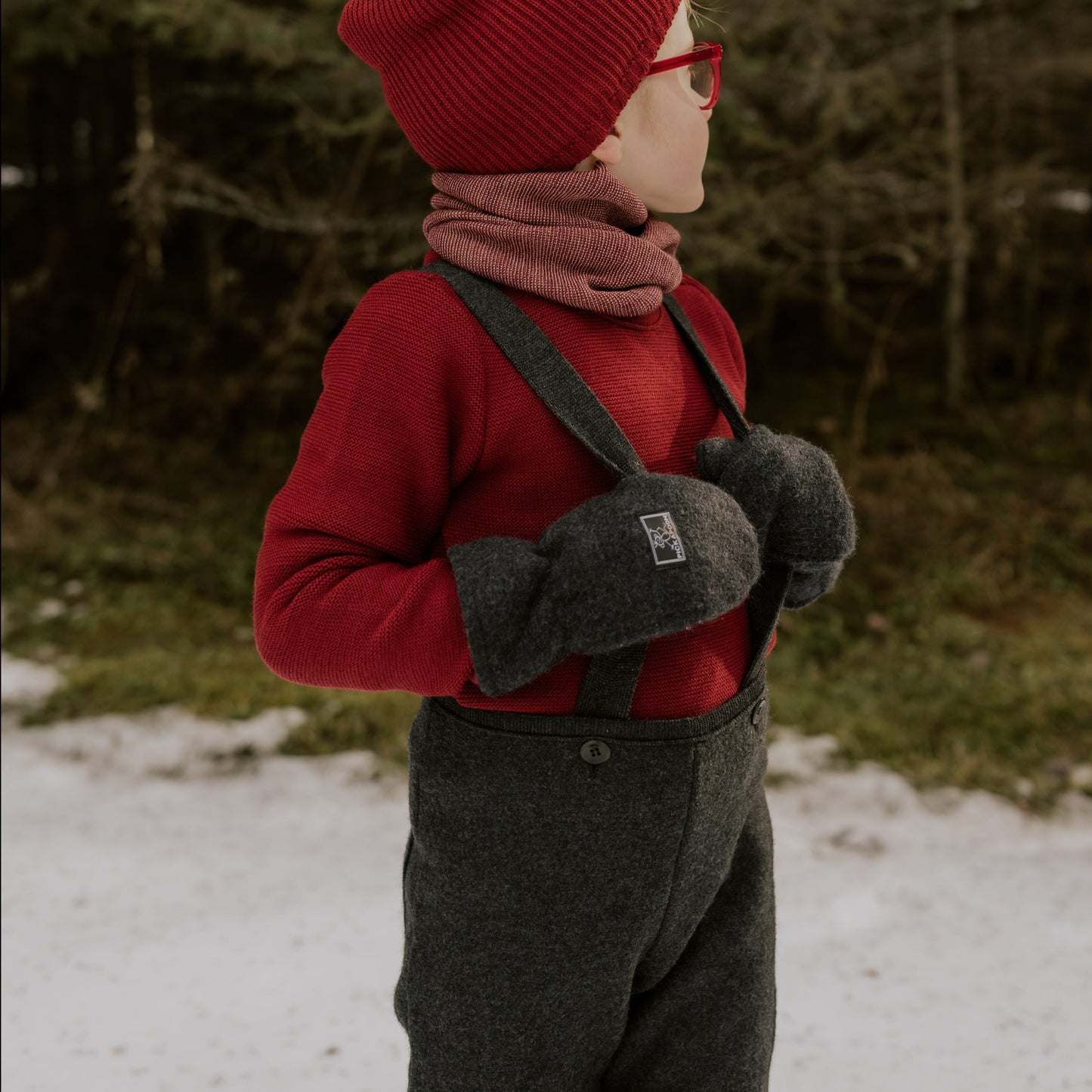 Pantalon enfant Disana à bretelles, laine bouillie