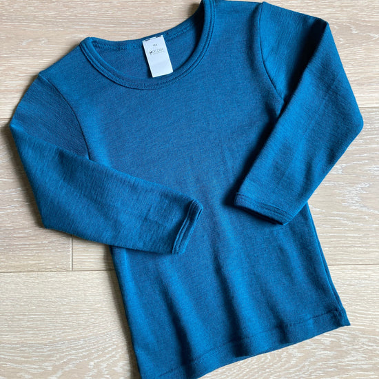 Load image into Gallery viewer, Hocosa Child Long Sleeve Shirt, Wool/Silk, Sea Blue
