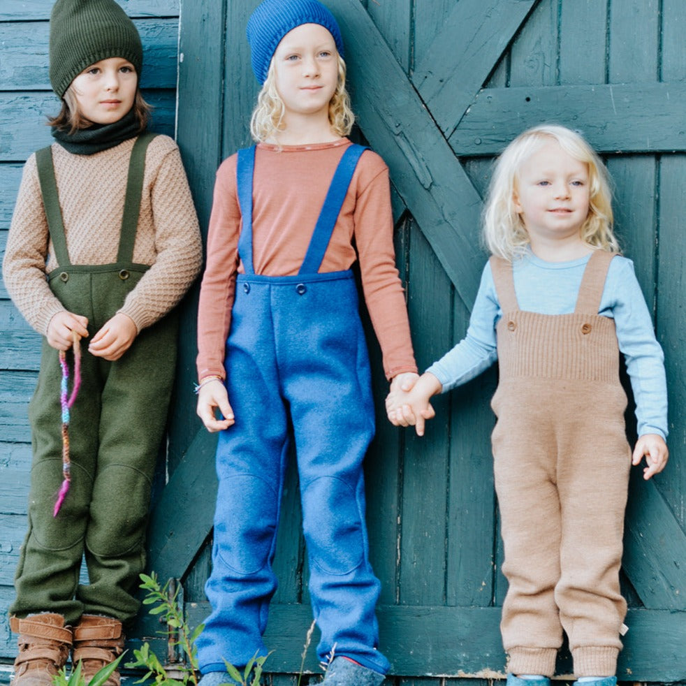 Pantalon enfant Disana à bretelles, laine bouillie