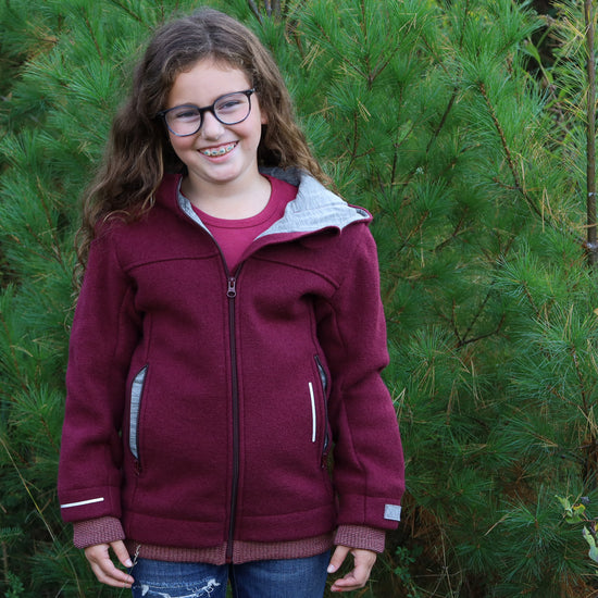 Veste en laine bouillie pour tout-petits/enfants Disana avec fermeture éclair : PRÉCOMMANDE