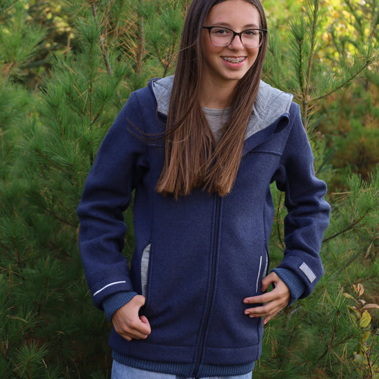 Veste en laine bouillie pour tout-petits/enfants Disana avec fermeture éclair : PRÉCOMMANDE