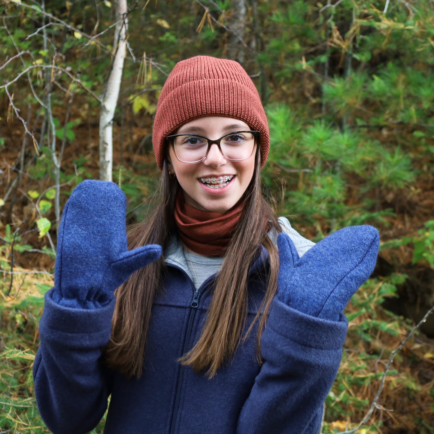 Mitaine unisexe Pickapooh, laine bouillie mérinos avec doublure en laine/soie
