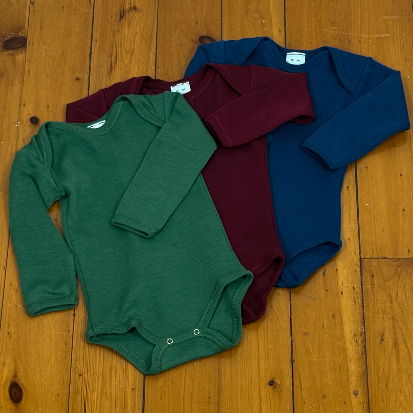 Hocosa Grenouillère à manches longues pour bébé/jeune enfant, laine/soie, naturel