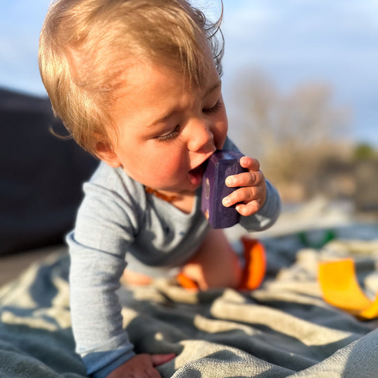 Hocosa Baby/Toddler Onesie Long Sleeve, Wool/Silk, Sea Blue and Blue Jean